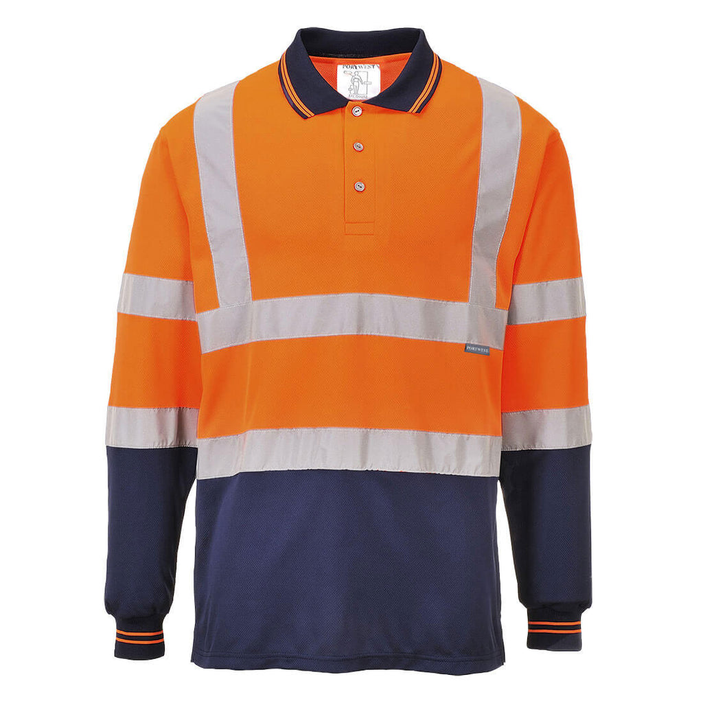 Hi Vis Two Tone Long Sleeve Polo Shirt - Ioma Workwear